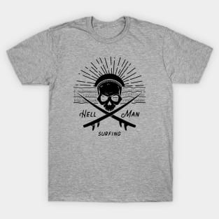 Hellman Surfing Skull Sunrise T-Shirt